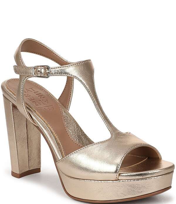 ナチュライザー レディース シューズ パンプス プラットフォーム トール アンクル レザー Naturalizer Miller Metallic Leather Peep Toe Ankle Straplatform Dress Pumps Light Ch