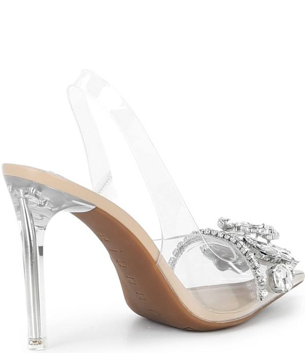 ジャンビニ レディース シューズ ヒール Gianni Bini Mardona Clear Jewel Ornamented Slingback Pumps ClearClear