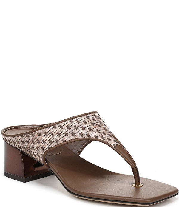 フランコサルト レディース シューズ ヒール サンダル Sarto by Franco Sarto Kayla Woven Square Toe Metal Heel Thong Sandals Brown ブラウン