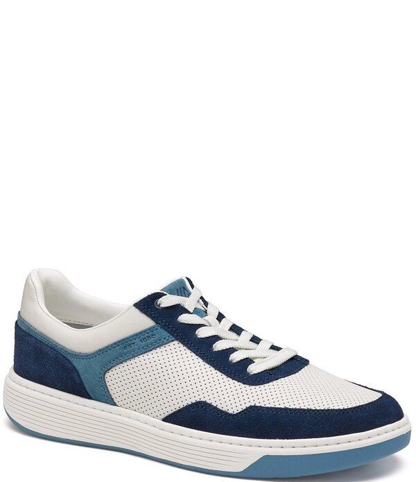ジョンストンアンドマーフィー メンズ シューズ スニーカー Johnston Murphy Mens Dawson Moc Toe UThroat Sneaker WhiteBlue ホワイト