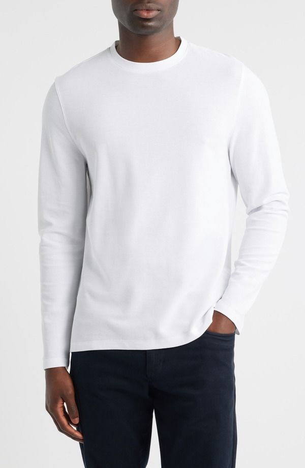 ロバートバラケット メンズ トップス シャツ コットン Robert Barakett Sorrellong Sleeve Cotton Blend TShirt White ホワイト