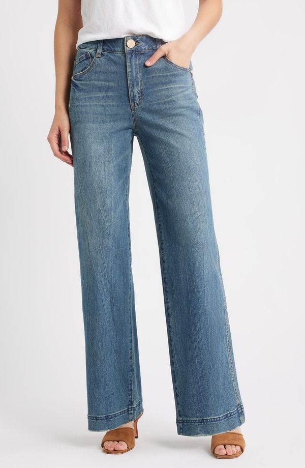 ウィットウィズダム レディース ボトムス デニムパンツ ワイドレッグ ジーンズ Wit Wisdom Gracie Skyrise Wide Leg Jeans Mid Blue Artisanal ブルー