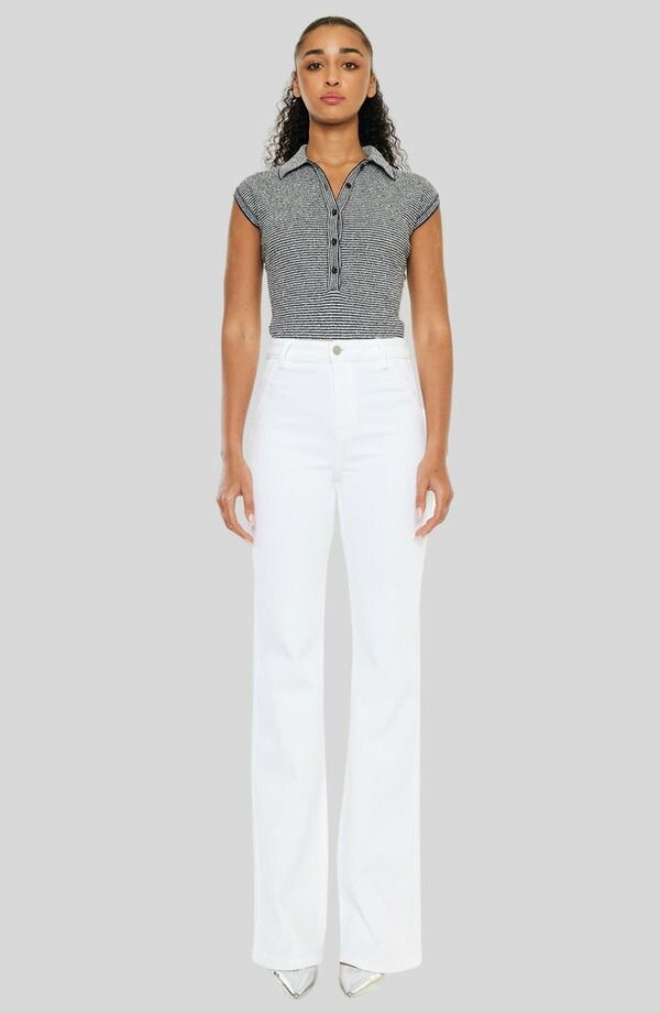 カンクン レディース ボトムス デニムパンツ ジーンズ KanCan Celia Ultra High Rise Wide Flare Jeans White ホワイト