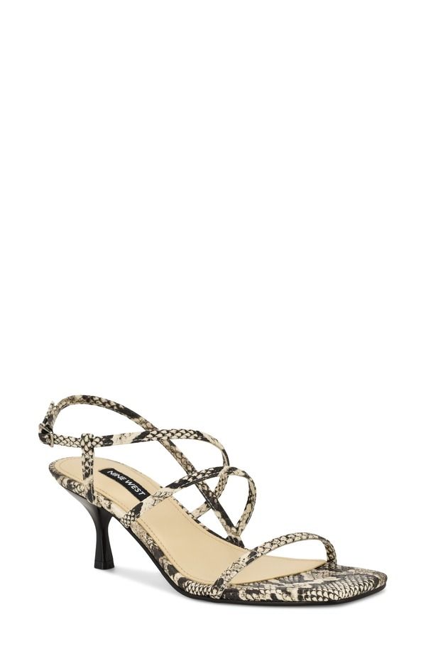 ナインウェスト レディース シューズ ヒール サンダル Nine West Hindy Slingbackitten Heel Sandal Snake Print