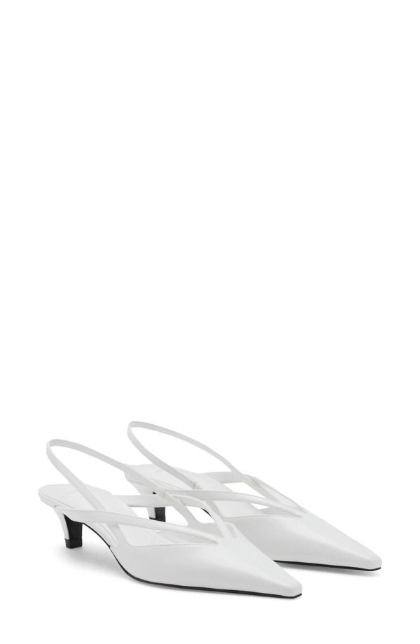 マンゴ レディース シューズ ヒール MANGO Slingbackitten Heel Pump White ホワイト