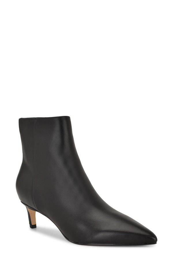 ナインウェスト レディース シューズ ブーツ・レインブーツ ヒール Nine West Brite Pointed Toe Kitten Heel Bootie Black Leather ブラック
