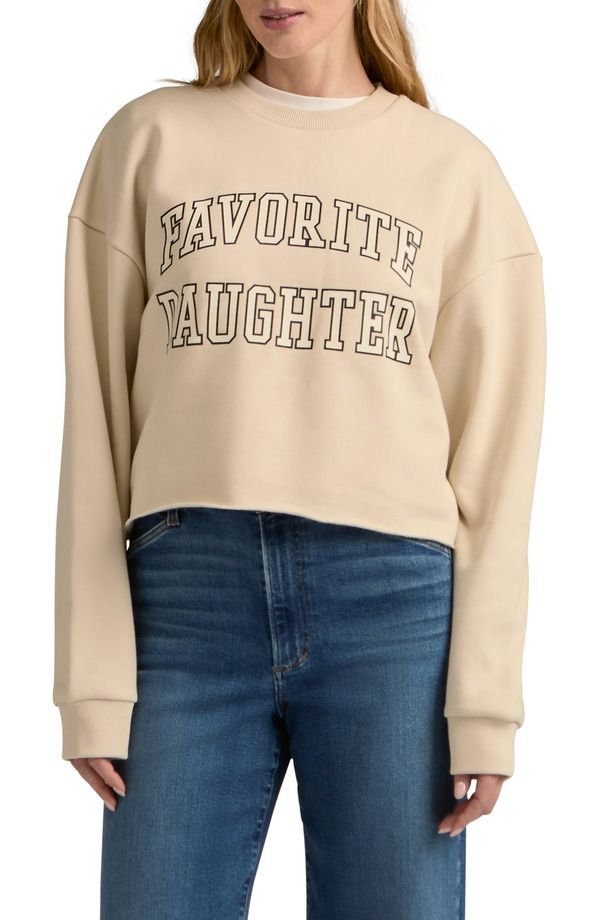 フェイバリット ドーター レディース アウター パーカー・スウェット シャツ クロップド Favorite Daughter Cropped Collegiate Sweatshirt French Oak Snowhite ホワイト 22,484円