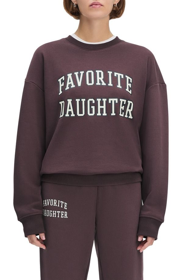 フェイバリット ドーター レディース アウター パーカー・スウェット シャツ コットン Favorite Daughter Collegiate Cotton Blend Sweatshirt Burgundy Gardenia バーガンディ