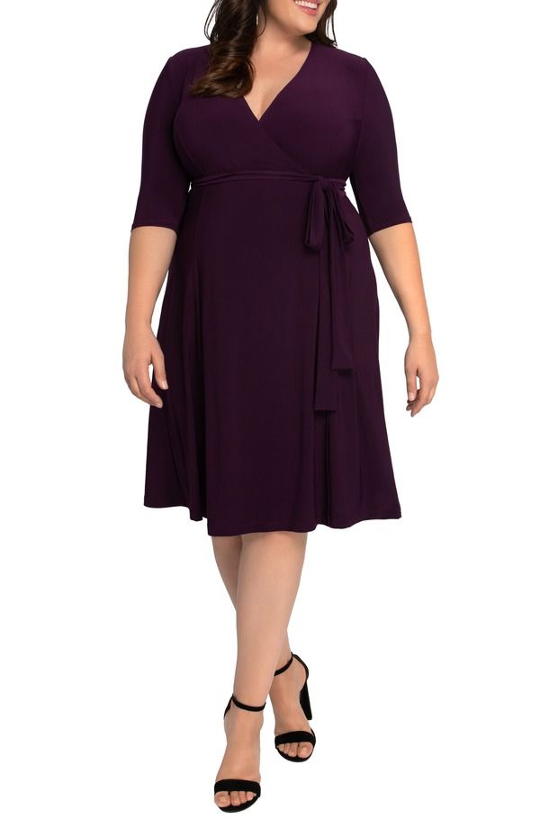 キヨナ レディース トップス ワンピース Kiyonna Essential Wrap Dress Plum Passion プラム