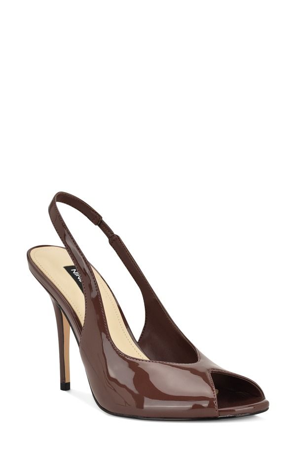 ナインウェスト レディース シューズ ヒール Nine West Pretta Slingback Peep Toe Pump Medium Brown ブラウン