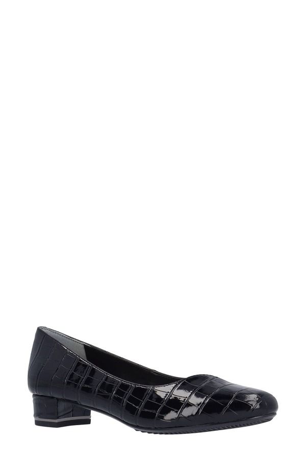 ジェイレニー レディース シューズ ヒール J Rene Bambalina Croc Embossed Block Heel Pump Black ブラック