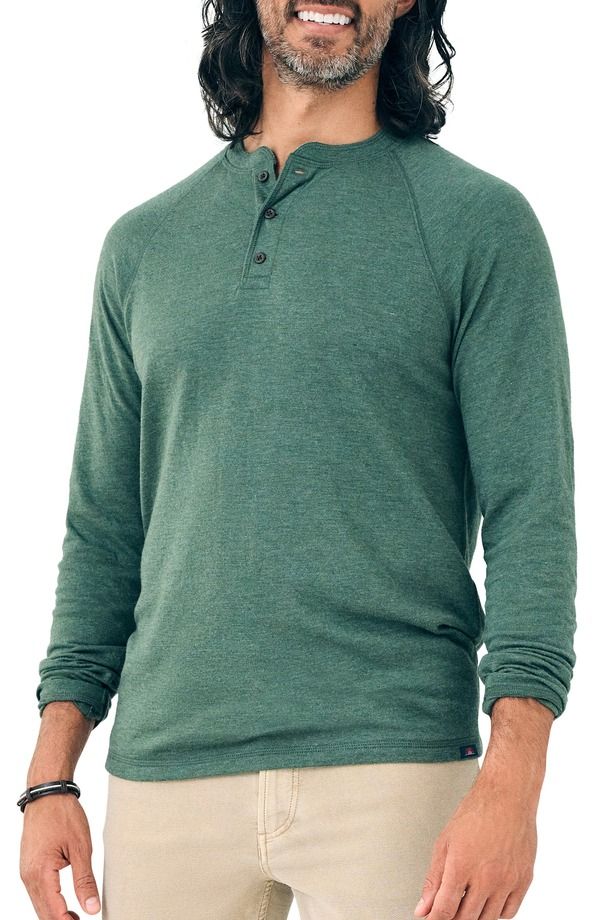 ファレティ メンズ トップス Tシャツ Faherty Cloud Long Sleeve Henley Deep Fern Heather ヘザー