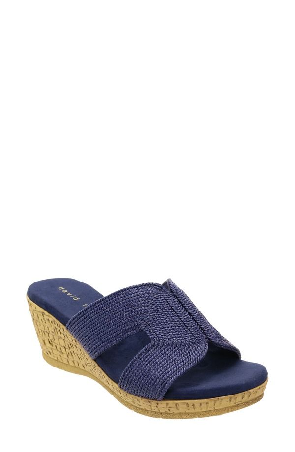 ダイビッドテイト レディース シューズ ヒール サンダル David Tate Vibe Wedge Slide Sandal Navy ネイビー