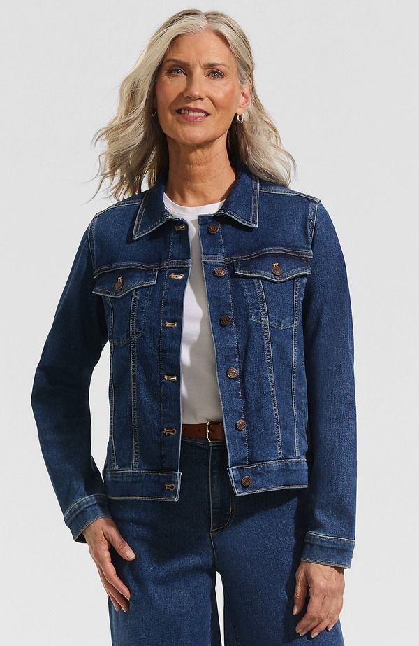 ランズエンド レディース ボトムス デニムパンツ ジャケット Lands End Womens Denim Trucker Jacket Crawford Wash デニム