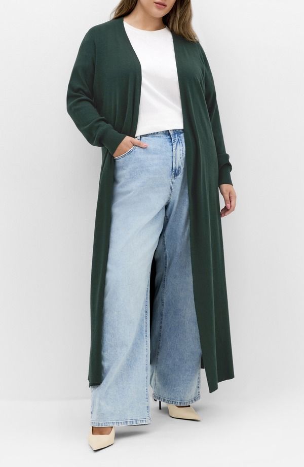 シティーシック レディース アウター パーカー・スウェット カーディガン City Chic Goldie Tie Waist Cardigan Hunter