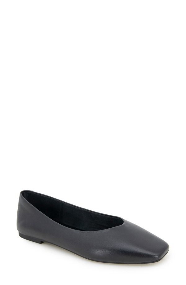 ケネスコール レディース シューズ パンプス Kenneth Cole Johanna Square Toe Flat Black Leather ブラック
