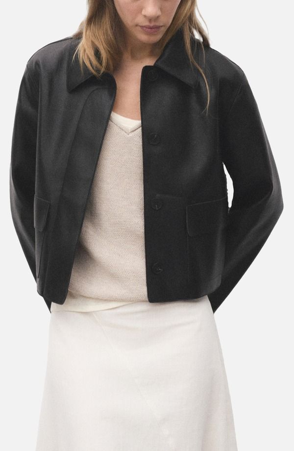 マンゴ レディース アウター ジャケット・ブルゾン レザー フェイクレザー MANGO Sabina Faux Leather Jacket Black ブラック