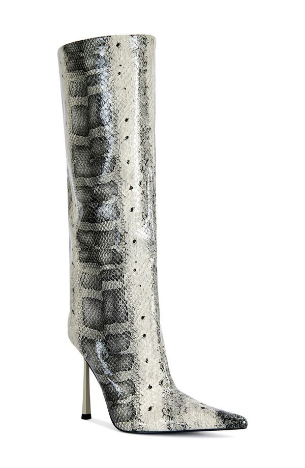 アザレア ワン レディース シューズ ブーツ・レインブーツ AZALEA WANG Madeye Snakeskin Embossed Knee High Boot Grey Multi グレー