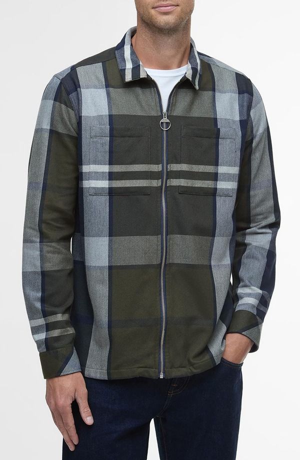 バブアー メンズ アウター ジャケット・ブルゾン シャツ コットン Barbour Lannich Tartan Cotton Twill ZipUp Shirt Jacket Fernwood Tartan