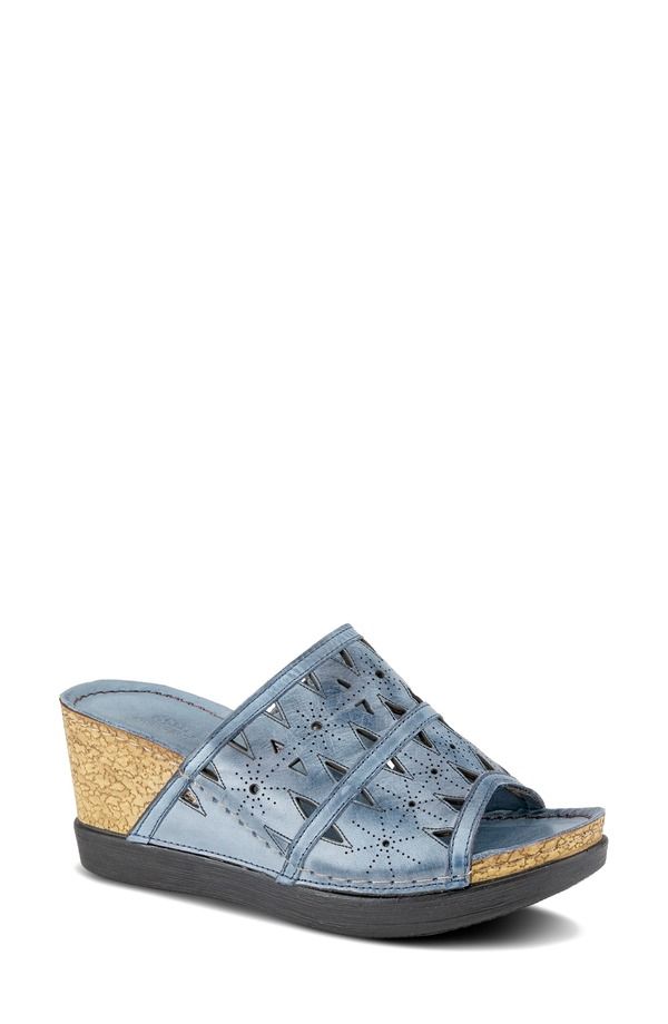 スプリングステップ レディース シューズ サンダル Spring Step Fusa Wedge Slide Sandal Blue ブルー