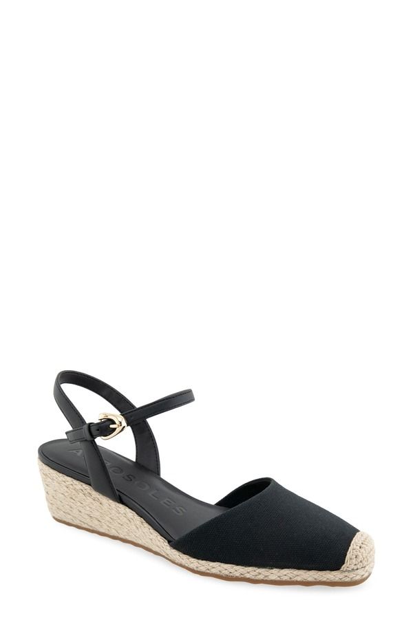 エアロソールズ レディース シューズ サンダル Aerosoles Real Wedge Sandal Black Canvas ブラック 25,418円
