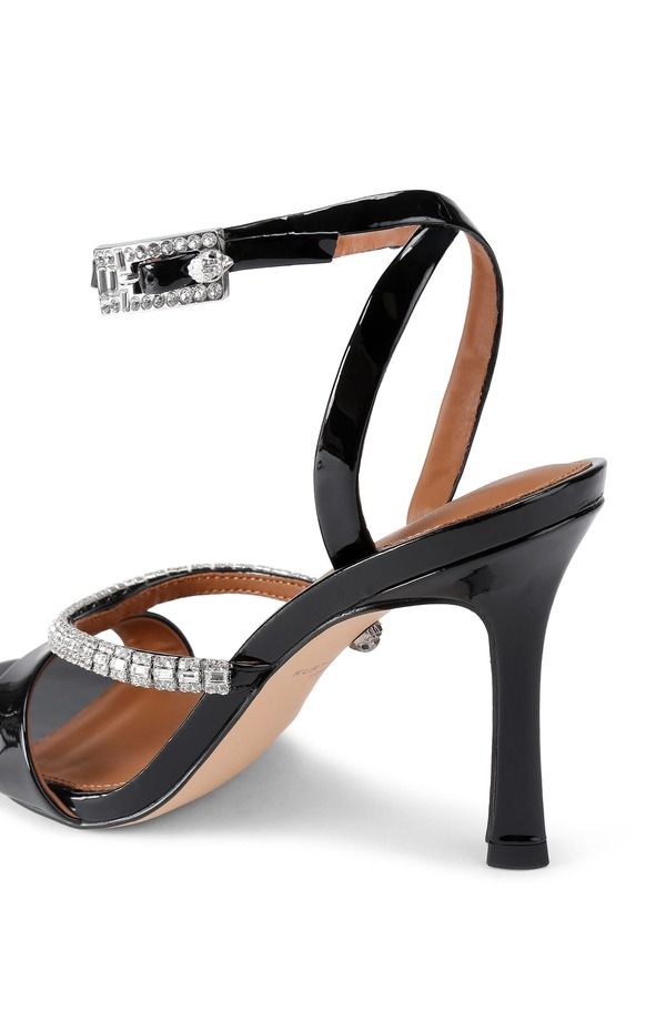 カートジェイガーロンドン レディース シューズ ヒール サンダル アンクル Kurt Geiger London Crystal Embellished Patent Ankle Strap Sandal Black ブラック