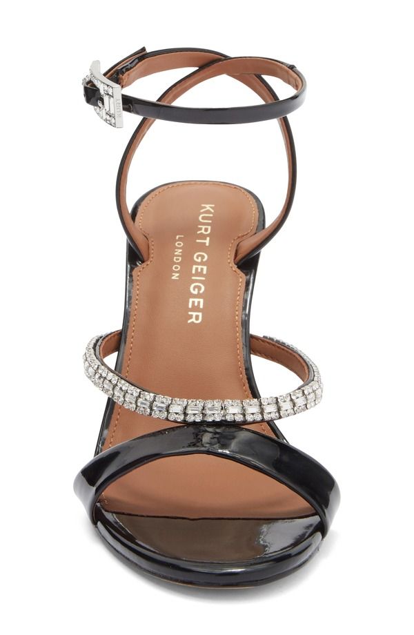 カートジェイガーロンドン レディース シューズ ヒール サンダル アンクル Kurt Geiger London Crystal Embellished Patent Ankle Strap Sandal Black ブラック