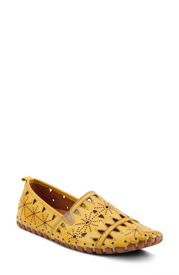 スプリングステップ レディース シューズ パンプス Spring Step Fusaro Flat Yellow Leather イエロー