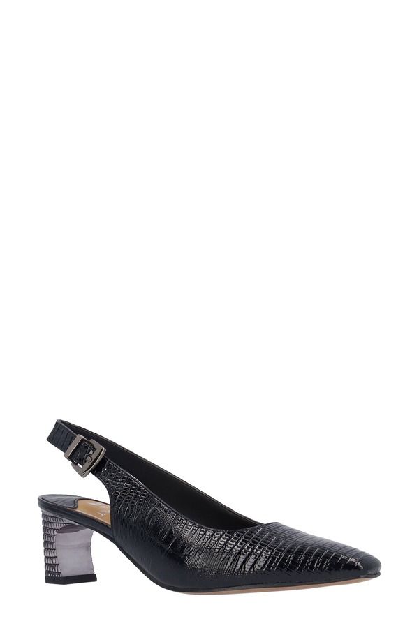 ジェイレニー レディース シューズ ヒール J Rene Hadyn Lizard Embossed Slingback Pump Black ブラック