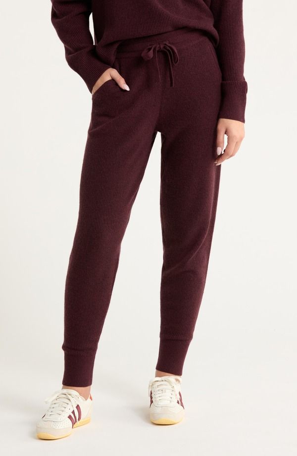 ゼラ レディース ボトムス レギンス ウール ニット ジョガーパンツ Zella Wool Cashmere Knit Joggers Burgundy Fudge Heather ヘザー
