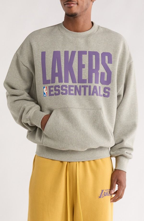 フィアオブゴッド メンズ アウター パーカー・スウェット クルーネック シャツ Fear of God Essentials x NBA Lakersport Fit Crewneck Sweatshirt Concrete Heather ヘザー