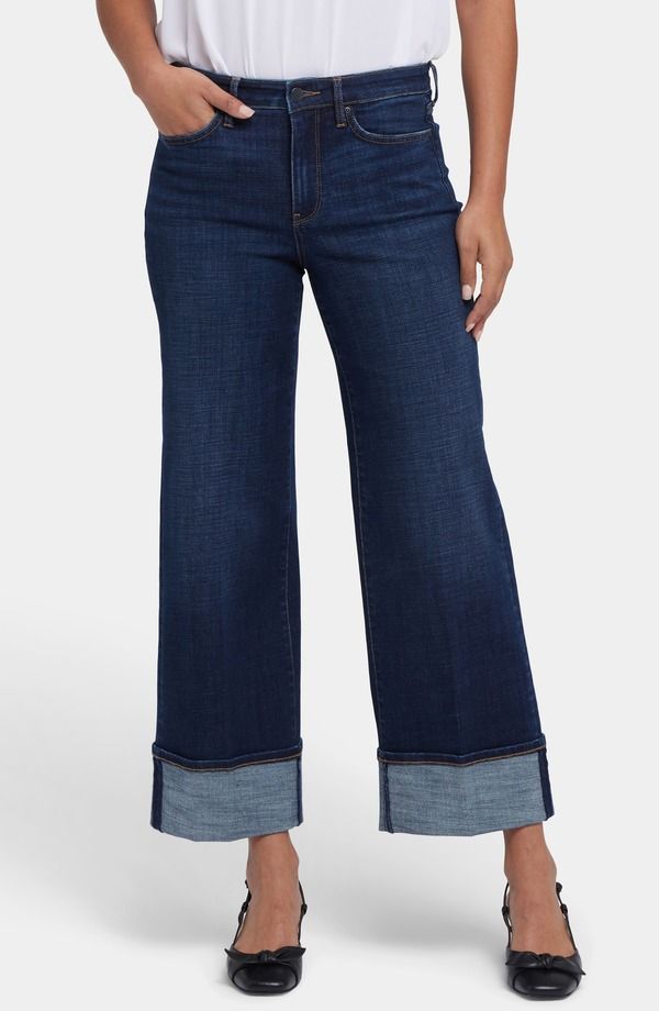 エヌワイディージェイ レディース ボトムス デニムパンツ ワイドレッグ ジーンズ NYDJ Teresa Deep Cuff Wide Leg Jeans Night Skies