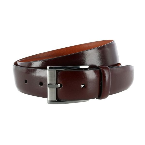 トラファルガー メンズ アクセサリー ベルト レザー Trafalgar Mens Matteo 35mm Feather Edge Leather Dress Belt with Italian Buckle Brown ブラウン