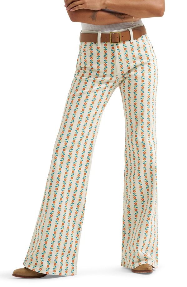 ラングラー レディース ボトムス デニムパンツ ワイドレッグ ジーンズ Wrangler Western Wide Leg Jeans Folksy Floral
