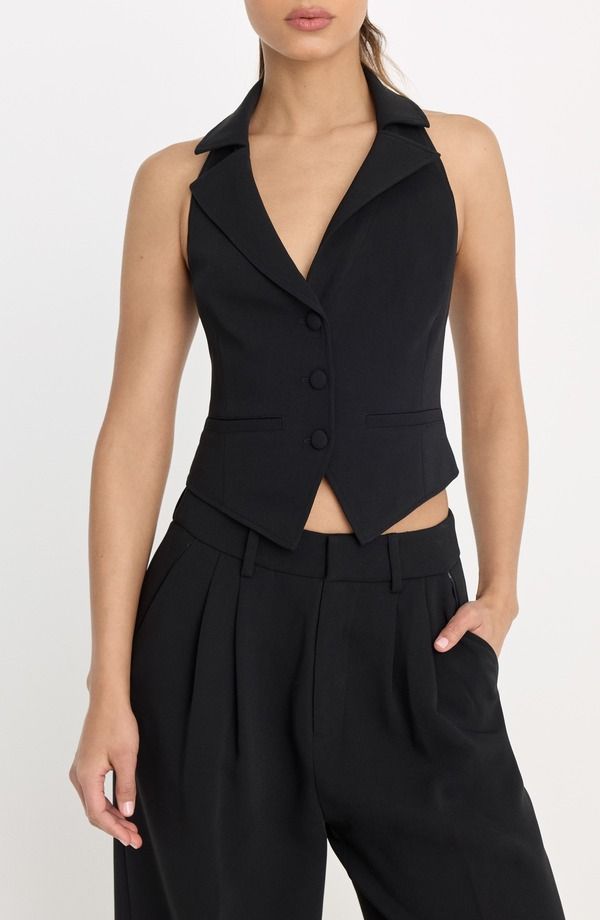 グッドアメリカン レディース アウター ベスト ホルター Good American Luxe Suiting Halter Vest Black001 27,160円