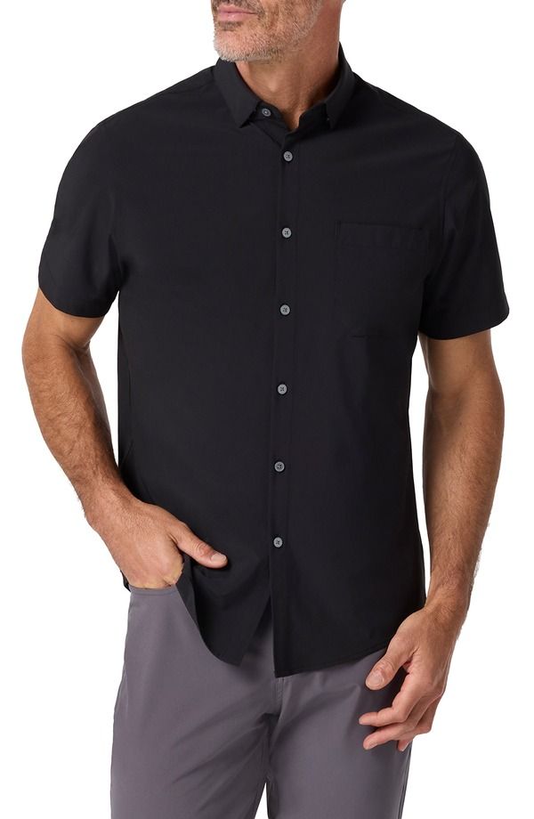 ミズンメイン メンズ トップス シャツ MizzenMain Leeward Trim Fit Short Sleeve ButtonUp Shirt Black ブラック