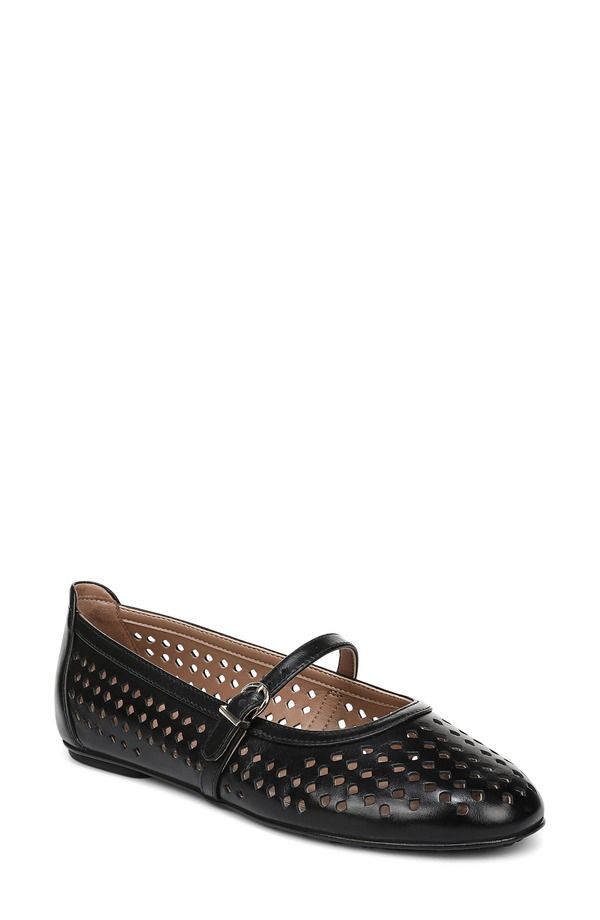 ナチュライザー レディース シューズ パンプス Naturalizer Aria Perforated Mary Jane Flat Black ブラック
