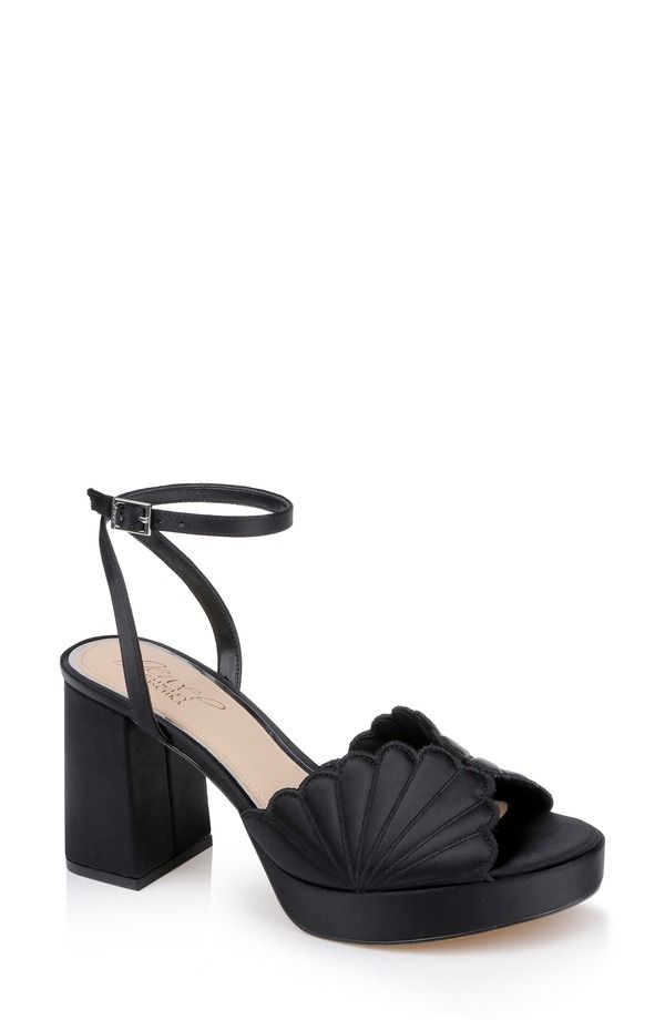 ジュウェルダグレイミシュカ レディース シューズ ヒール プラットフォーム サンダル アンクル Jewel Badgley Mischka Paolankle Straplatform Sandal Black Satin ブラック