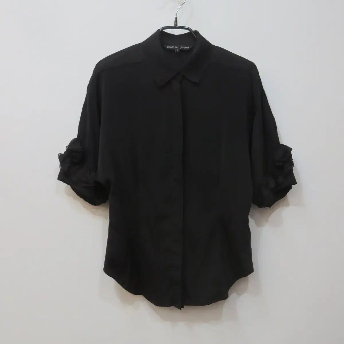 オブジェ ブラック フリル袖 シルク ブラウス 5,503円