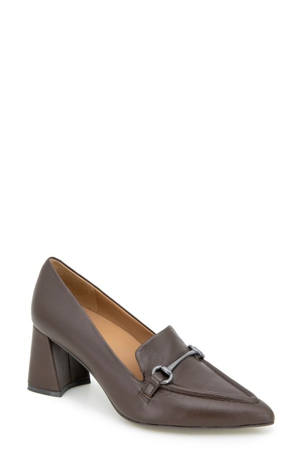 ジェントルソウルズ レディース シューズ ヒール ローファー Gentle Souls Dionne Pointed Toe Bit Loafer Pump Chocolate Leather チョコレート