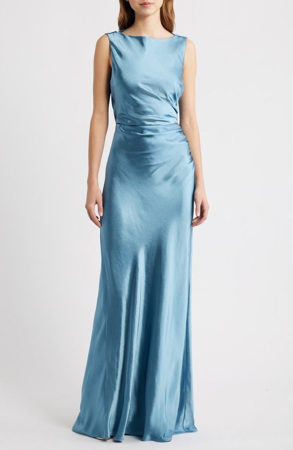 ルーシーパリ レディース トップス ワンピース ドレープ サテン Lucy Paris Halo Drape Satin Gown Blue ブルー