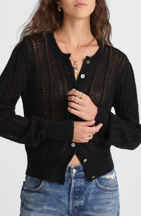 メイドウェル レディース アウター パーカー・スウェット カーディガン Madewell Pointelle Stitch Alpaca Blend Cardiganavy ネイビー