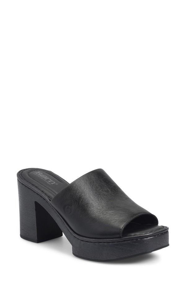 バーン レディース シューズ ヒール プラットフォーム サンダル Brnix Platform Slide Sandal Black Leather ブラック