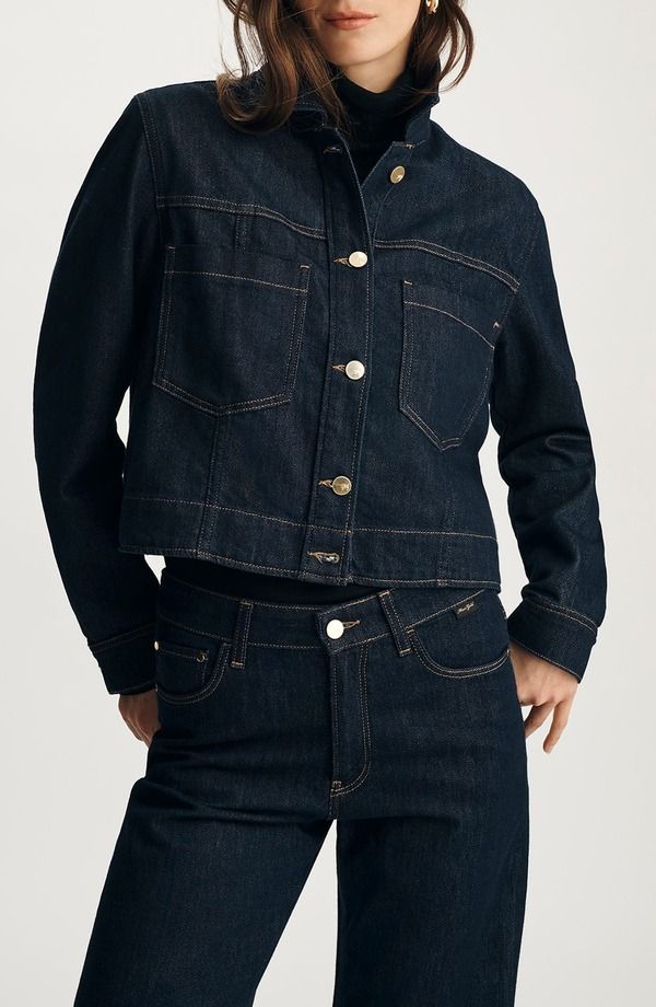マーヴィ ジーンズ レディース ボトムス デニムパンツ ジャケット Mavi Jeans Tanya Crop Stretch Denim Jacket Dark Blue Shiny Gold Premium ブルー