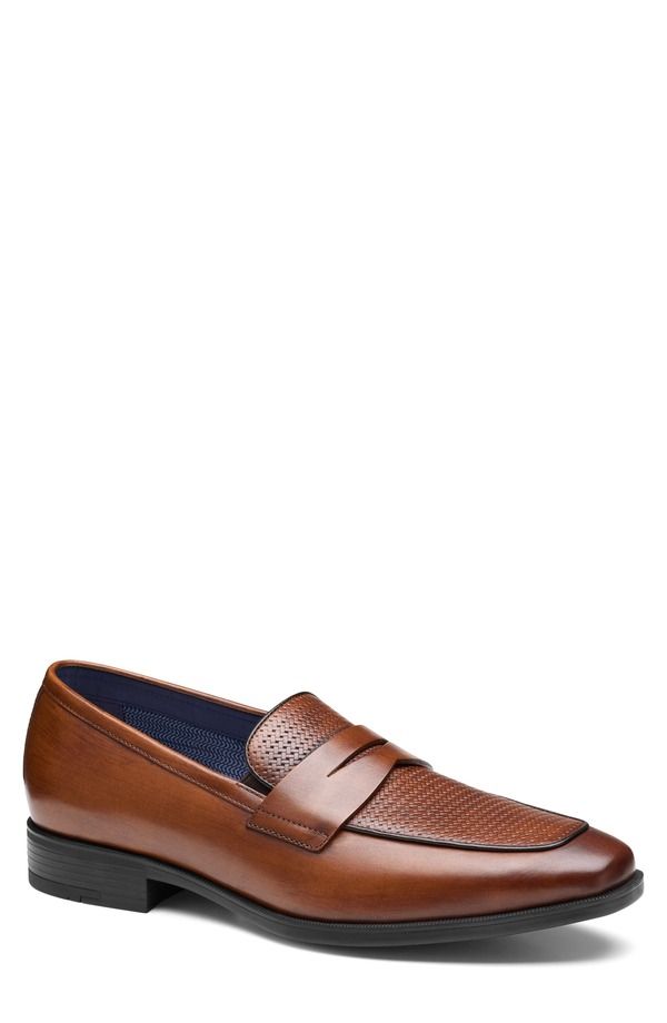ジョンストンアンドマーフィー メンズ シューズ ローファー Johnston Murphy Gibbons Embossed Penny Loafer Mahogany Full Grain