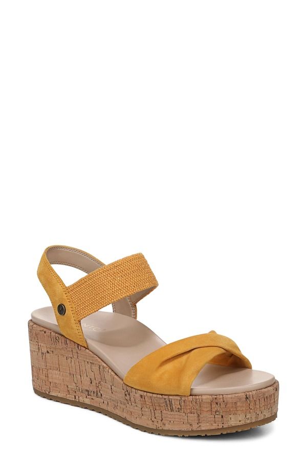 バイオニック レディース シューズ サンダル プラットフォーム Vionic Darla Espadrille Platform Slide Sandal Amber Yellow イエロー