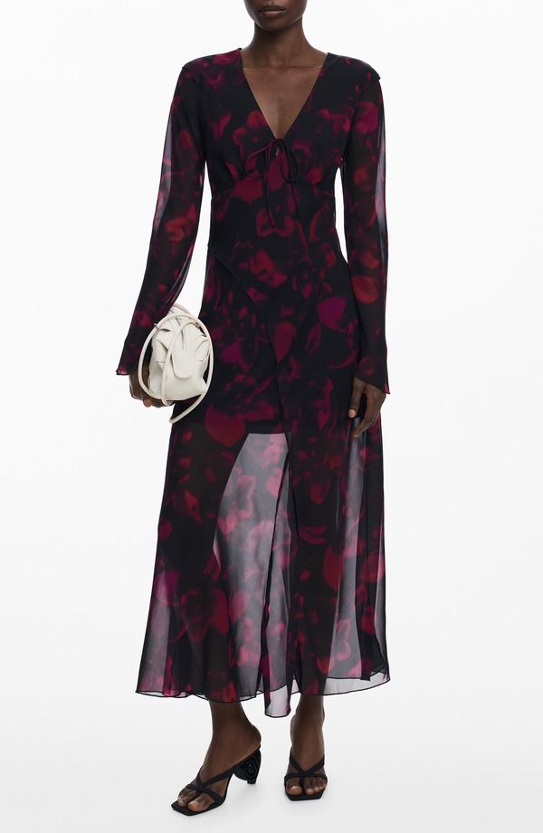 デジグアル レディース トップス ワンピース フラワー柄 メッシュ マキシ フラワー Desigual Floralong Sleeve Mesh Maxi Dress Lilac ライラック