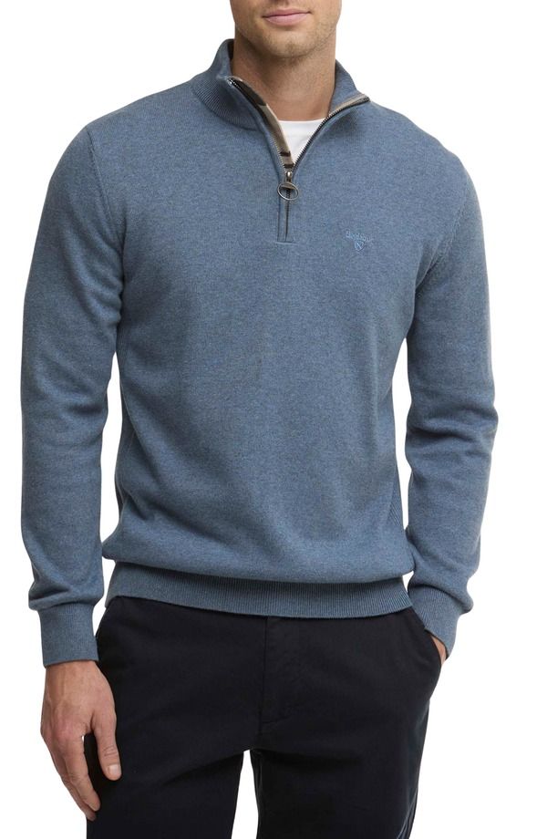 バブアー メンズ アウター パーカー・スウェット ハーフジップ セーター コットン Barbour Cotton Half Zip Sweater Dusk Blue ブルー 42,800円
