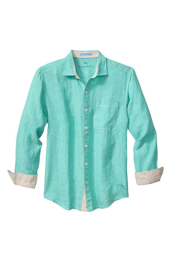 トッミーバハマ メンズ トップス シャツ リネン Tommy Bahama Paradise Breezer Linen ButtonUp Shirt Light Neptune Green グリーン