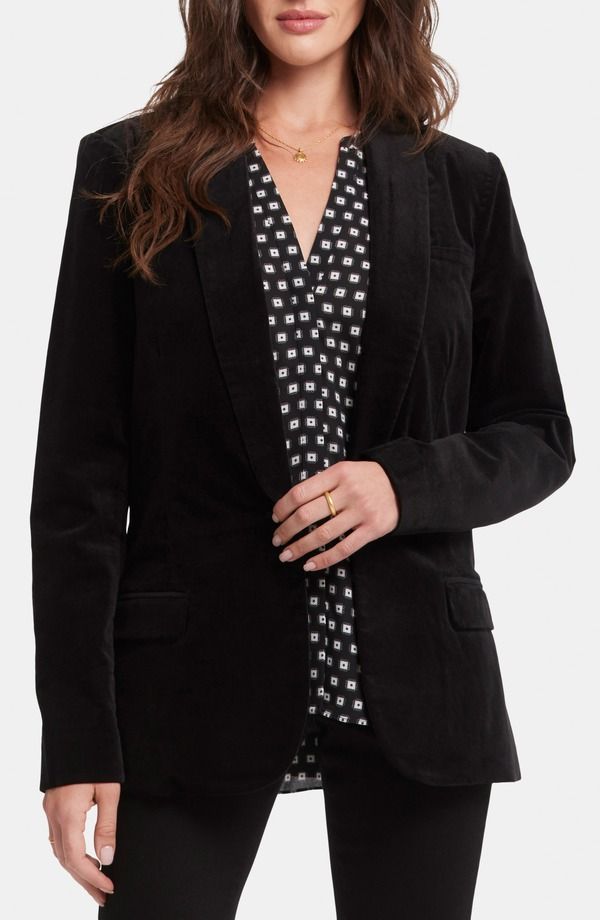 エヌワイディージェイ レディース アウター ジャケット・ブルゾン Tシャツ ベルベット NYDJ Velveteen Tuxedo Jacket Black ブラック
